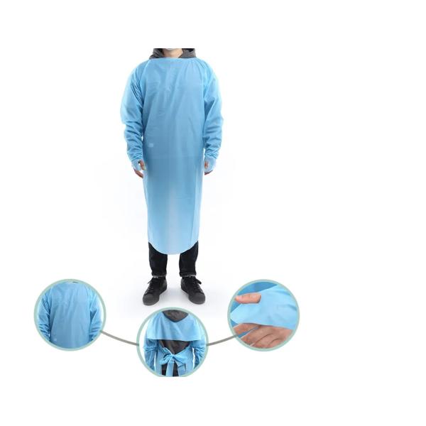 Quality Plastic Customized Professional Disposable Thumb Loop CPE Gown With Sleeves for sale