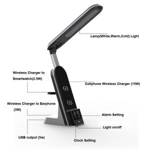 15W 7 In 1 Quick Wireless Charger WithLED Desk Lamp Touch Control