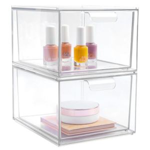 Buy cheap Multifunction Makeup Stackable Clear Plastic Organizer Drawers With Lid from wholesalers