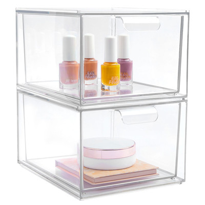 Quality Multifunction Makeup Stackable Clear Plastic Organizer Drawers With Lid for sale