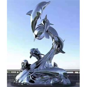 Buy cheap Casting Metal Art Sculptures Pentium Dolphin Mirror Sculpture from wholesalers