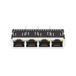 Buy cheap LPJE104ADNL 1X4 Port FR4 PCB RJ45 Modular Jack Side Entry Tab Down Yellow/Green Led from wholesalers