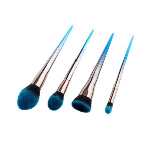 Beautiful Blue Gradient Color Synthetic Makeup Brushes Galvanized Tapered Handle