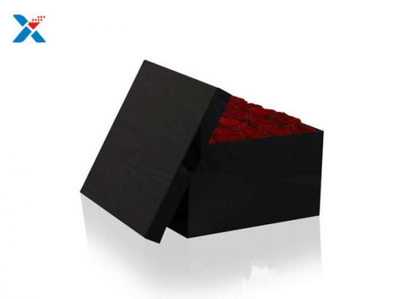 Black Square Acrylic Flower Box Silk Screen Printing Logol Corrosion Resistance