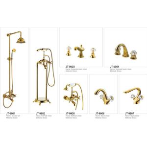 Luxury Golden Brass Bathroom Basin Faucet Single Hole Mount 18L/Min