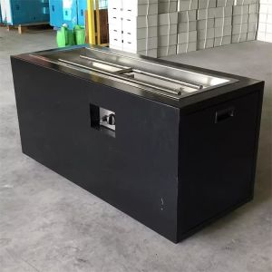 Modern Metal Black Painted Rectangular Gas Burning Smokeless Fire Table