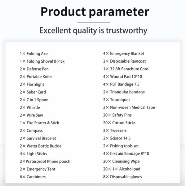 55X27X8cm Disaster Survival Kit Black Adventure Essentials Survival Kit Equipment