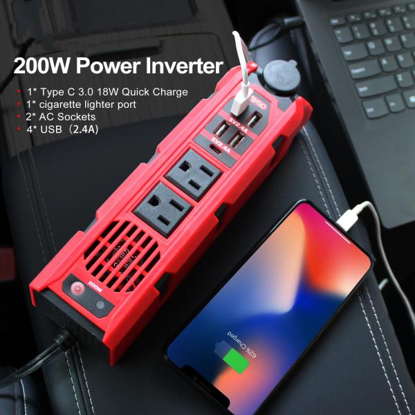 Electric Car Inverter Car Power Inverter Dc To Ac & Usb 200W Dc To Ac Inverter 3