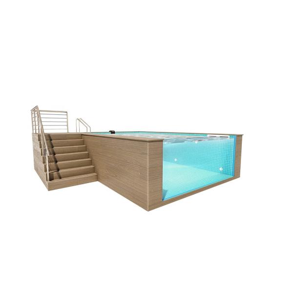 Clear Pool Window Prefabricated Steel Frame Container Pool for Above Ground