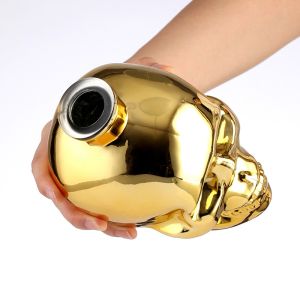 Rubber Stopper Skull Shape Glass Bottles Golden Electroplate Luxury Wine