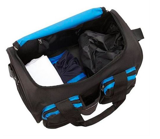 Black 600D Polyester Gym Bag With Shoe Compartment OEM / ODM Acceptable