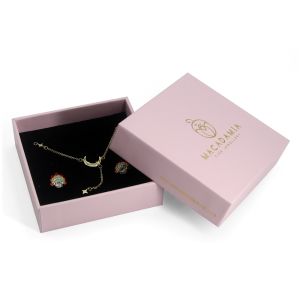 Buy cheap Pink White Lid And Base Paper Cardboard Jewelry Box Custom Kraft Packaging Box With Insert Foam from wholesalers