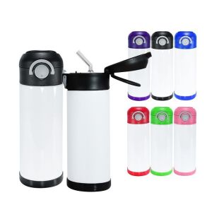 Buy cheap 12 Oz 350ml Stainless Steel Insulated White Blanks Kids Sublimation Water Bottle With Bouncing Lid And Straw from wholesalers