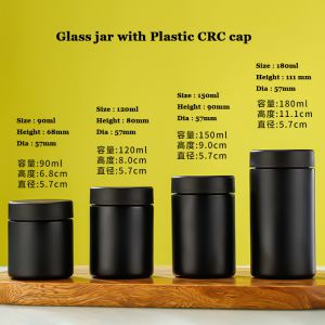Buy cheap Logo/Graphic Design Borosilicate Glass Round Storage Jars with Childproof Cap in Black Matte and White Matte from wholesalers