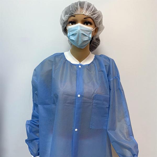 Quality Medical Disposable PP Non-woven Lab Coat with Cuffs for sale