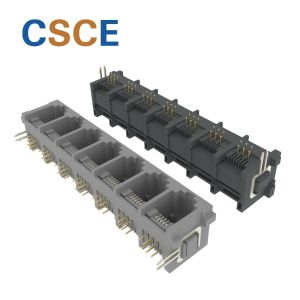 Buy cheap Unshielded RJ11 PCB Mount Connector 1 * 7 Port Right Angle With Hook ISO9001 Certification from wholesalers