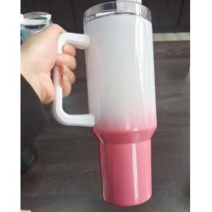 40oz Blank Glitter Sublimation Tumbler With Gradient Rainbow Paint Custom