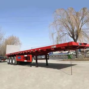 Buy cheap CIMC 3 Axles 12m New Flatbed Container Semi Truck Trailer Low Flat Bed Semi Trailer from wholesalers