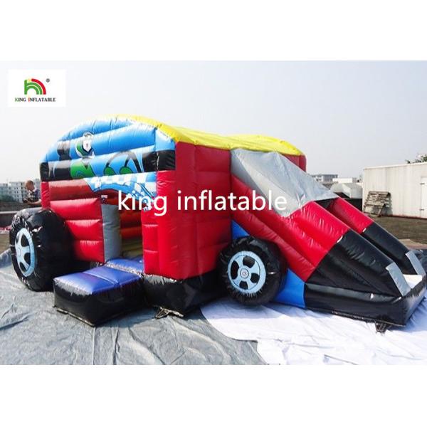 Car Style Inflatable Jumping Castle With Step For Boys Customized Size