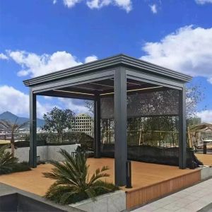 Buy cheap Curved Bracket Pergola Electric Gazebo Retractable Electric Pergola Bioclimatic Aluminum from wholesalers