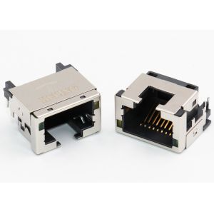 Buy cheap Single Port RJ45 Plug PCB Mount Tab Down RoHS Compliant With Yellow / Green LED from wholesalers