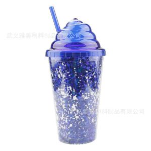 Buy cheap Cream Straw Cup Girl-Themed Plastic Double-Layer Water Cup Gift Logo Customization from wholesalers