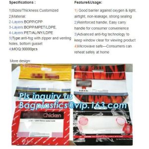 Buy cheap Anti Fog Function Plastic Zipper Roasted Chicken Packaging Bag, slide zipper hot chicken bags/ roasted chicken plastic p from wholesalers