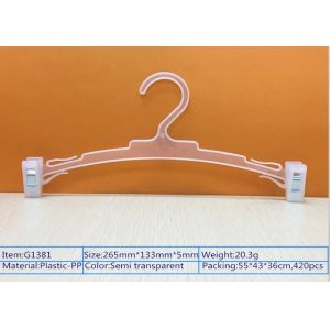 Buy cheap Transparency Plastic Clothes Hangers With Two Clips , Retail Clothes Hangers from wholesalers