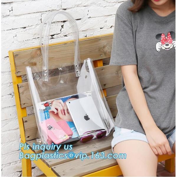 Women Handbag PVC Single Shoulder Bag with Handles, Lady's Jelly Transparent PVC Beach Handbag Tote Shoulder Bag & Mini
