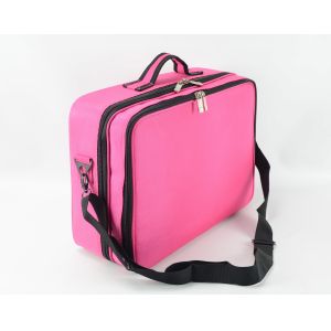 Custom Pink Makeup Bag , Red Fabric Zipper Makeup Carrying Bag