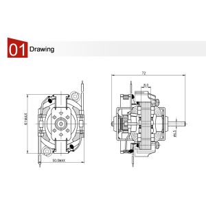 AC Universal Motor U54 for Hair Dryer, Air Pump, Coffee Maker, Food Processor,