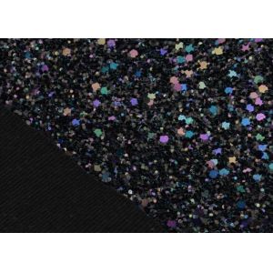 Cotton Backing Laser Black Glitter Fabric , Sparkle Mixed Glitter Material