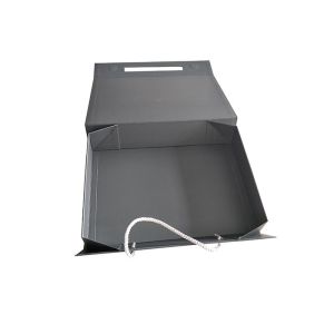 Black Paperboard Folding Packaging Boxes Logo Custom With Pull Rope Collapsible
