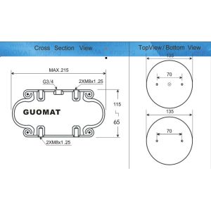 Buy cheap 135 Mm Top Plate Dia Norgren PM/31081 Single Convoluted Air Spring For Front And Rear from wholesalers