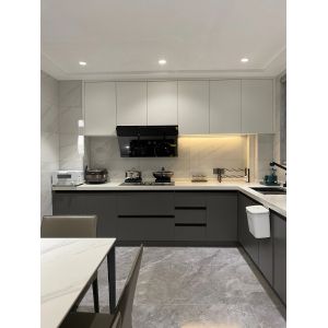 Grain Modern Kitchen Cabinet Handleless Furniture Cabinetry With Linear Shape