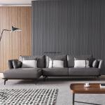 Buy cheap italian style modern leather/PU furniture sofa lounge sectional with feather cushions and metal legs from wholesalers