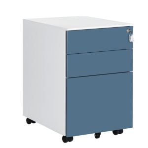 Buy cheap White Blue Metal Rolling Vertical Pedestal File 39cm Wide 3-Drawer Steel Cabinet Lockable Office Mobile Home School Home Office from wholesalers