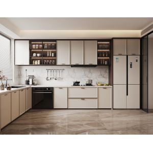 Buy cheap Customized Cabinets Smart Kitchen Solutions Wood Grain Melamine Kitchen Cabinet from wholesalers