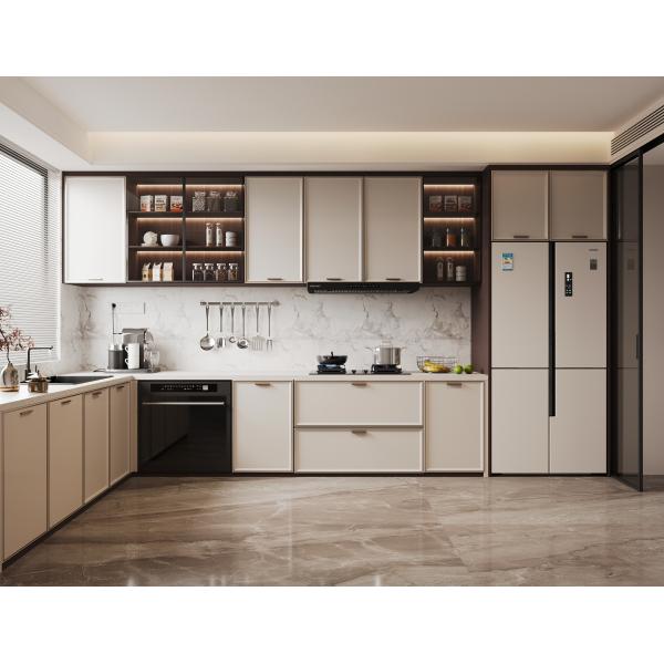 Quality Customized Cabinets Smart Kitchen Solutions Wood Grain Melamine Kitchen Cabinet for sale