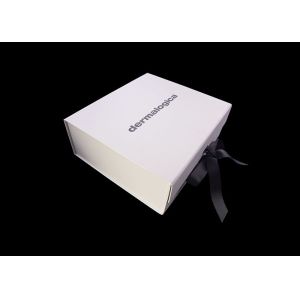 Buy cheap Black Ribbon Closure Paperboard Folding Boxes , White Fancy Gift Box from wholesalers
