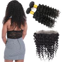 Buy cheap Double Weft 360 Lace Frontal Closure / 18 Inch 360 Lace Frontal Deep Wave product