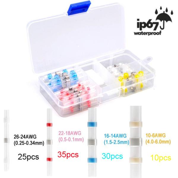 Quality 100pcs Electrical Heat Shrink Shrinkable Solder Seals Butt Splice Connector Terminals Kit for sale