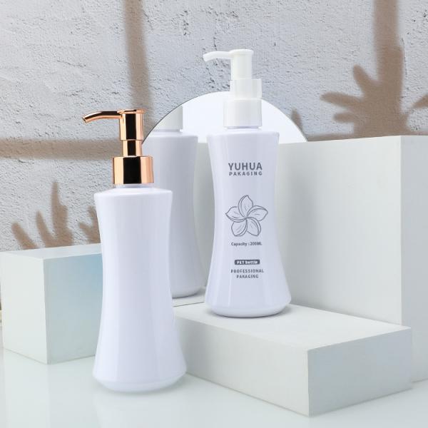 Quality Hot Stamping White 300ml Plastic Lotion Bottle With Screw Cap for sale