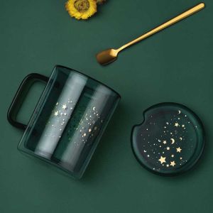 Buy cheap Star Green Borosilicate Personalized Glass Cup Double Layer from wholesalers