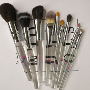 Acrylic Handle Synthetic Hair Crystal Diamond Makeup Brush 9pcs With Case