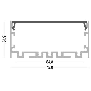 Buy cheap W75*H35 Suspended linear lighting LED Strip Aluminium Profile with PC diffuser Cover from wholesalers