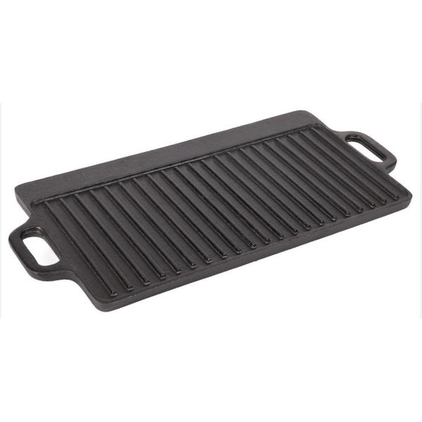 Two Handles Rectangular Cast Iron Griddle With Ridges 18x9.4x0.6inch