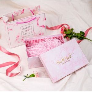 Buy cheap Customizable Marble Pink Multimodal Empty Gift Box With Ribbon Rectangle from wholesalers