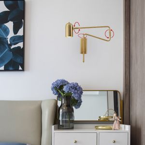 Adjustable Long-Arm retractable wall lamp Creative with switch Reading Bedside