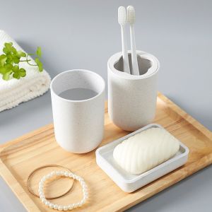 Buy cheap Wheat Toothbrush Cup Glass Soap Box Biodegradable Bathroom Wash Sets product